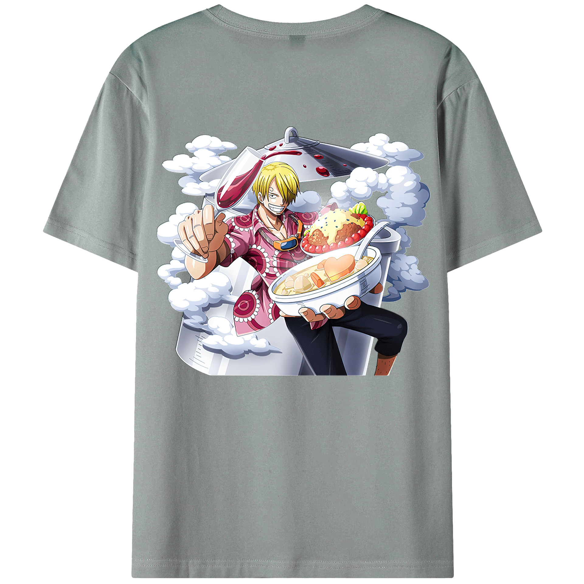 （画像用） ワンピース サンジ ONE PIECE Sanji 綿100％ メンズ半袖Tシャツ（バックプリント） 通気性